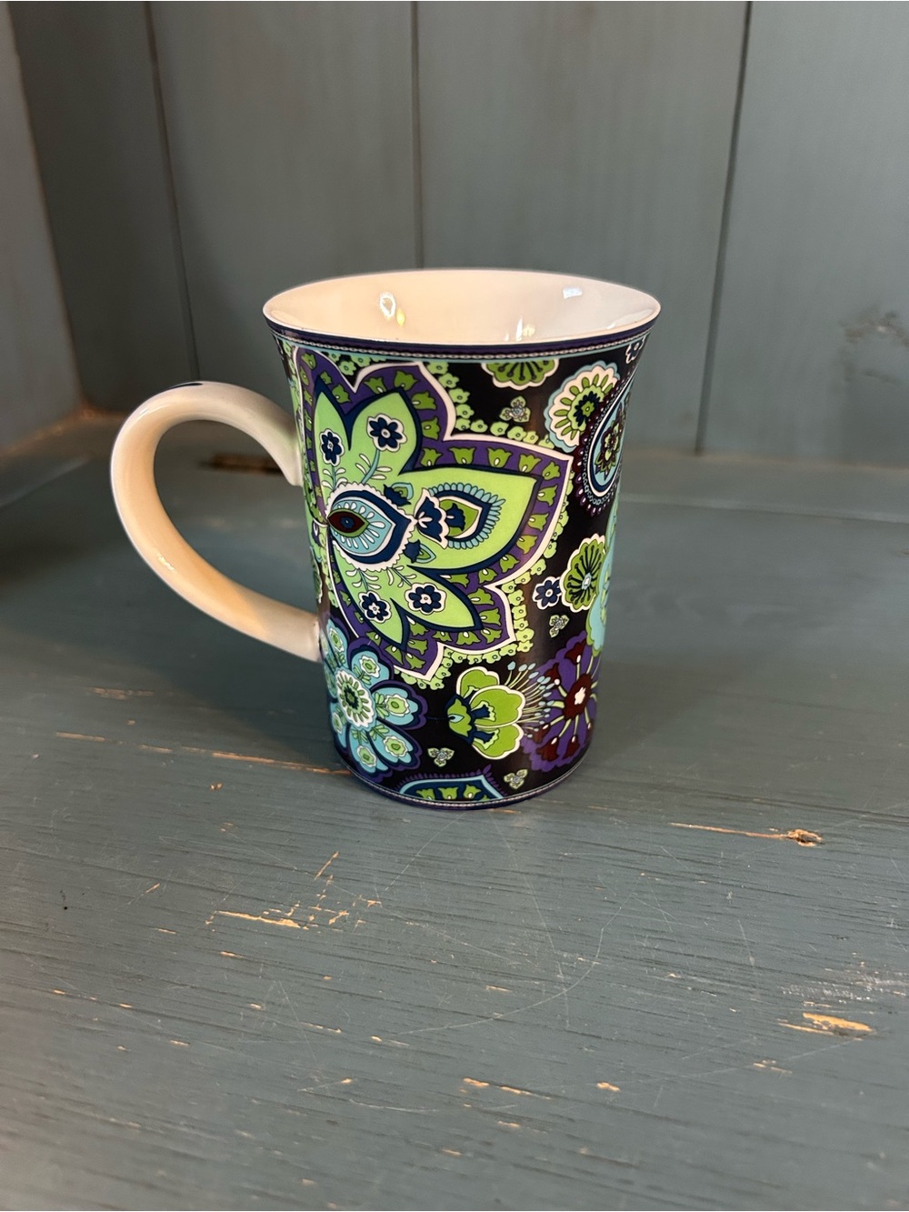 Vera Bradley x Barnes & Noble Collaboration Blue and Green Paisley Ceramic Mug